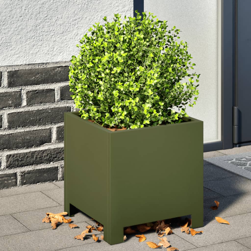 Plantenbak 30x30x30 cm staal olijfgroen is nu te koop bij PeponiXL, paradijselijk wonen!