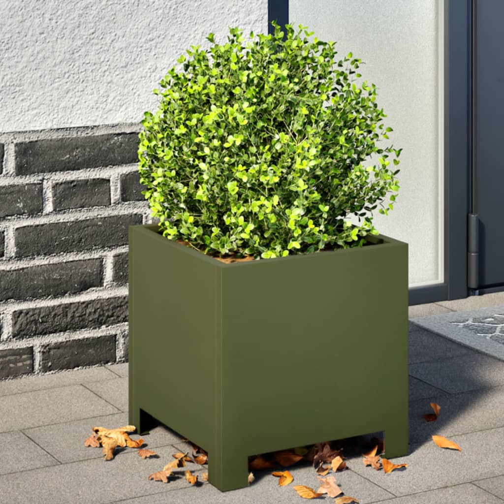 Plantenbakken 2 st 30x30x30 cm staal olijfgroen is nu te koop bij PeponiXL, paradijselijk wonen!
