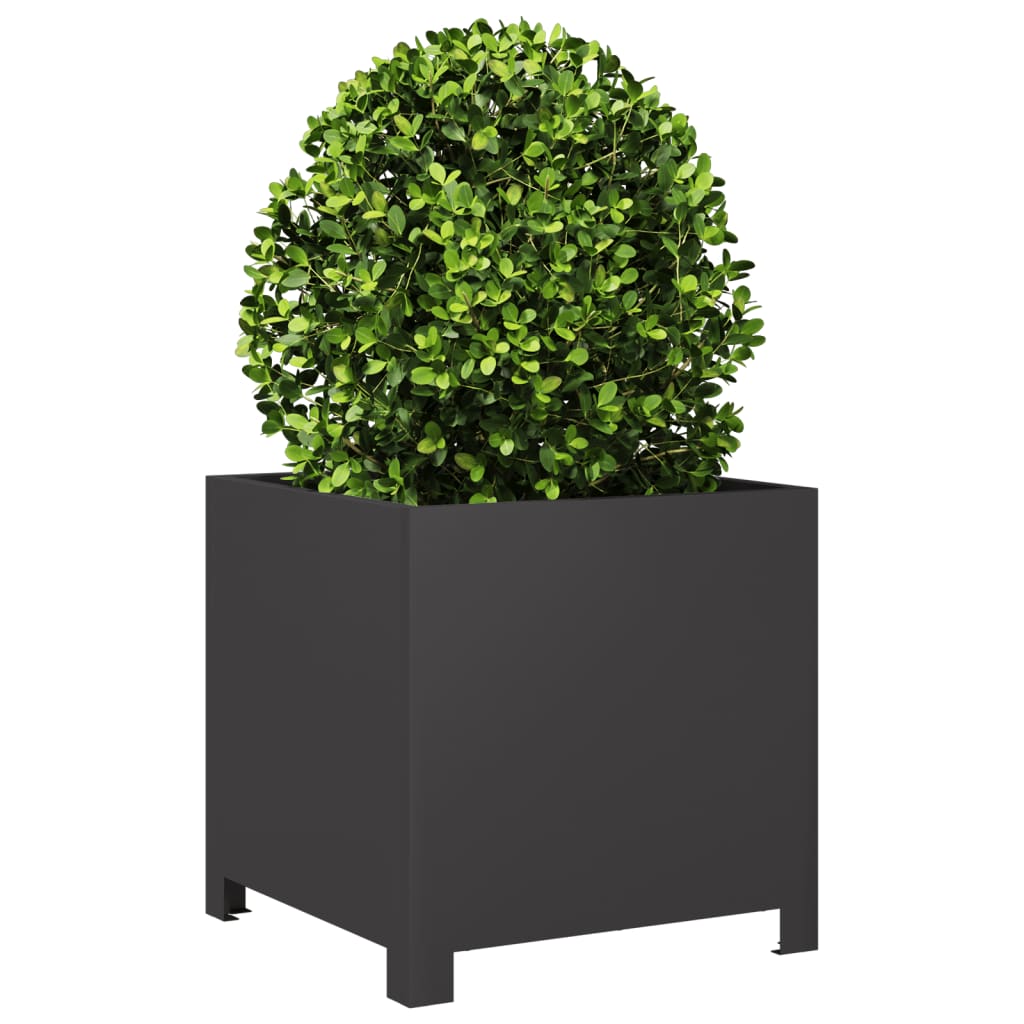 Plantenbakken 2 st 40x40x40 cm staal zwart is nu te koop bij PeponiXL, paradijselijk wonen!