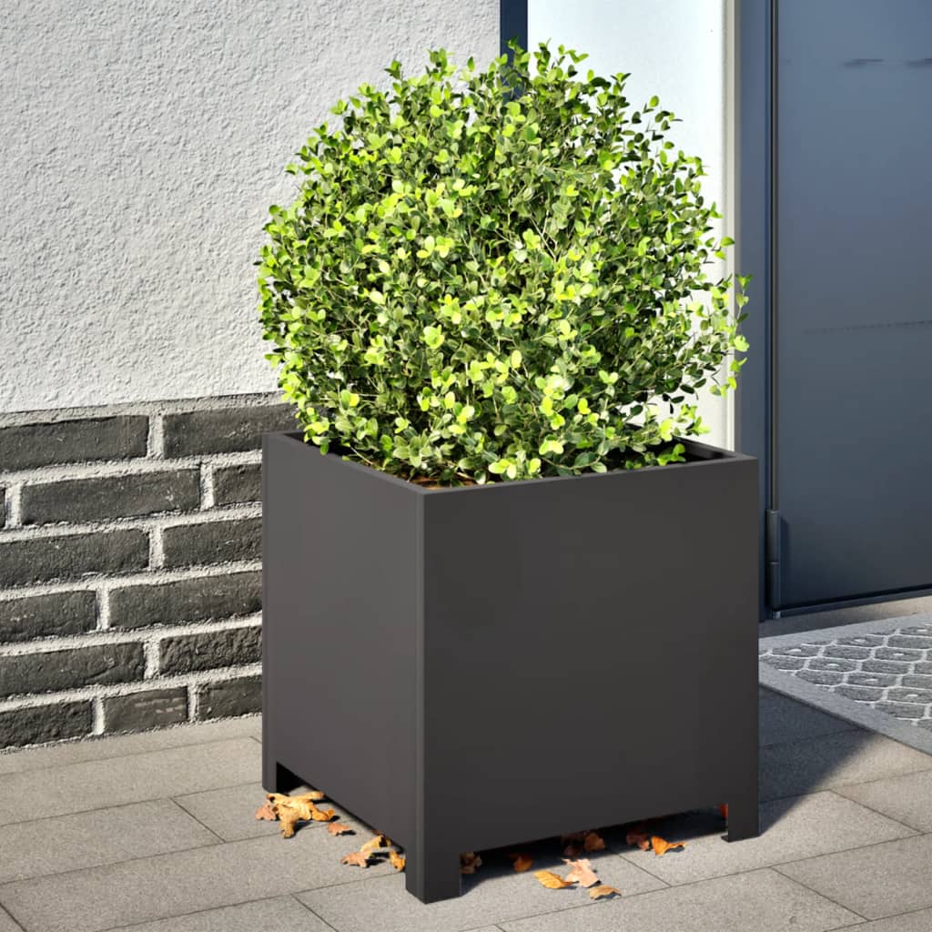 Plantenbakken 2 st 40x40x40 cm staal zwart is nu te koop bij PeponiXL, paradijselijk wonen!