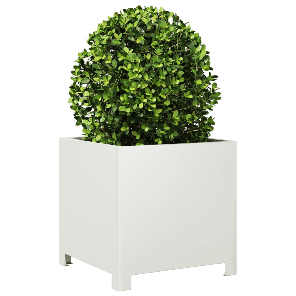 Plantenbakken 2 st 40x40x40 cm staal wit is nu te koop bij PeponiXL, paradijselijk wonen!