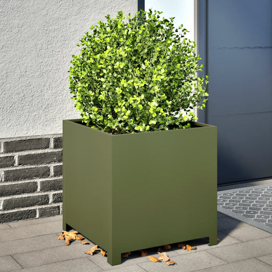 Plantenbak 50x50x50 cm staal olijfgroen is nu te koop bij PeponiXL, paradijselijk wonen!