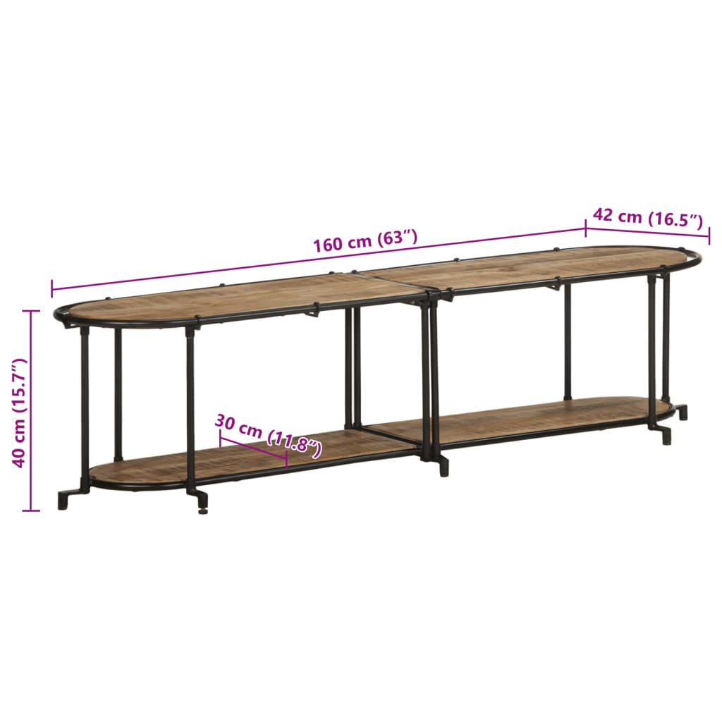 Tv-meubel 160x42x40 cm massief ruw mangohout is nu te koop bij PeponiXL, paradijselijk wonen!