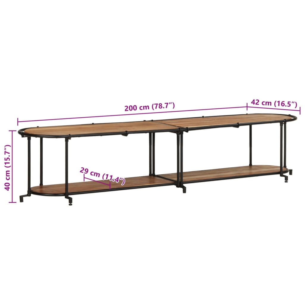 Tv-meubel 200x42x40 cm massief acaciahout is nu te koop bij PeponiXL, paradijselijk wonen!