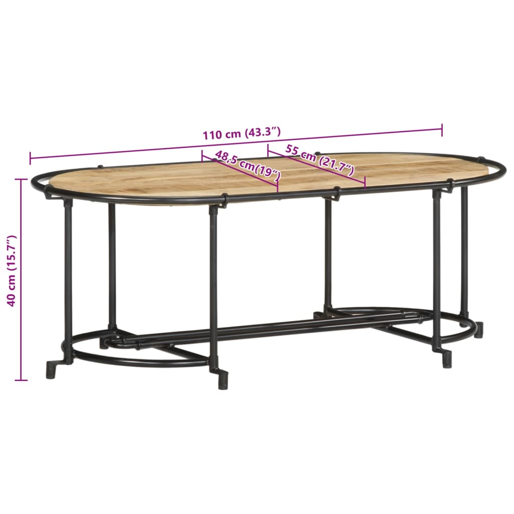 Salontafel 110x55x40 cm massief ruw mangohout is nu te koop bij PeponiXL, paradijselijk wonen!