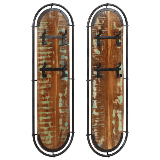 Wandkapstokken 2 st met 4 haken massief gerecycled hout is nu te koop bij PeponiXL, paradijselijk wonen!