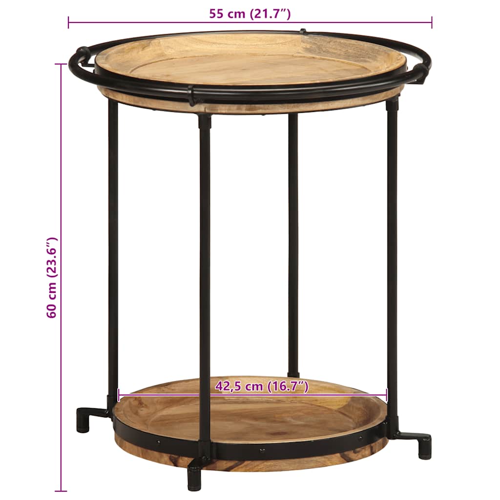 Bijzettafel Ø55x60 cm massief mangohout is nu te koop bij PeponiXL, paradijselijk wonen!