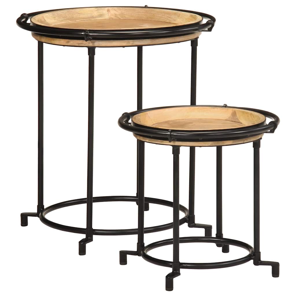 2-delige bijzettafelset massief hout mango is nu te koop bij PeponiXL, paradijselijk wonen!