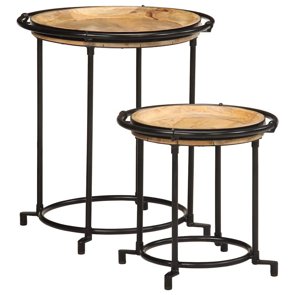2-delige bijzettafelset massief hout mango is nu te koop bij PeponiXL, paradijselijk wonen!
