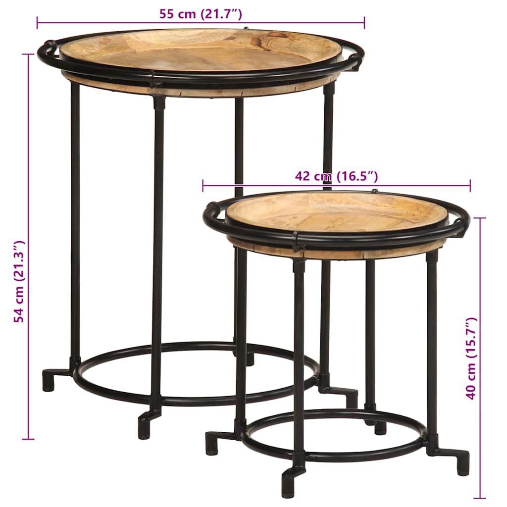2-delige bijzettafelset massief hout mango is nu te koop bij PeponiXL, paradijselijk wonen!