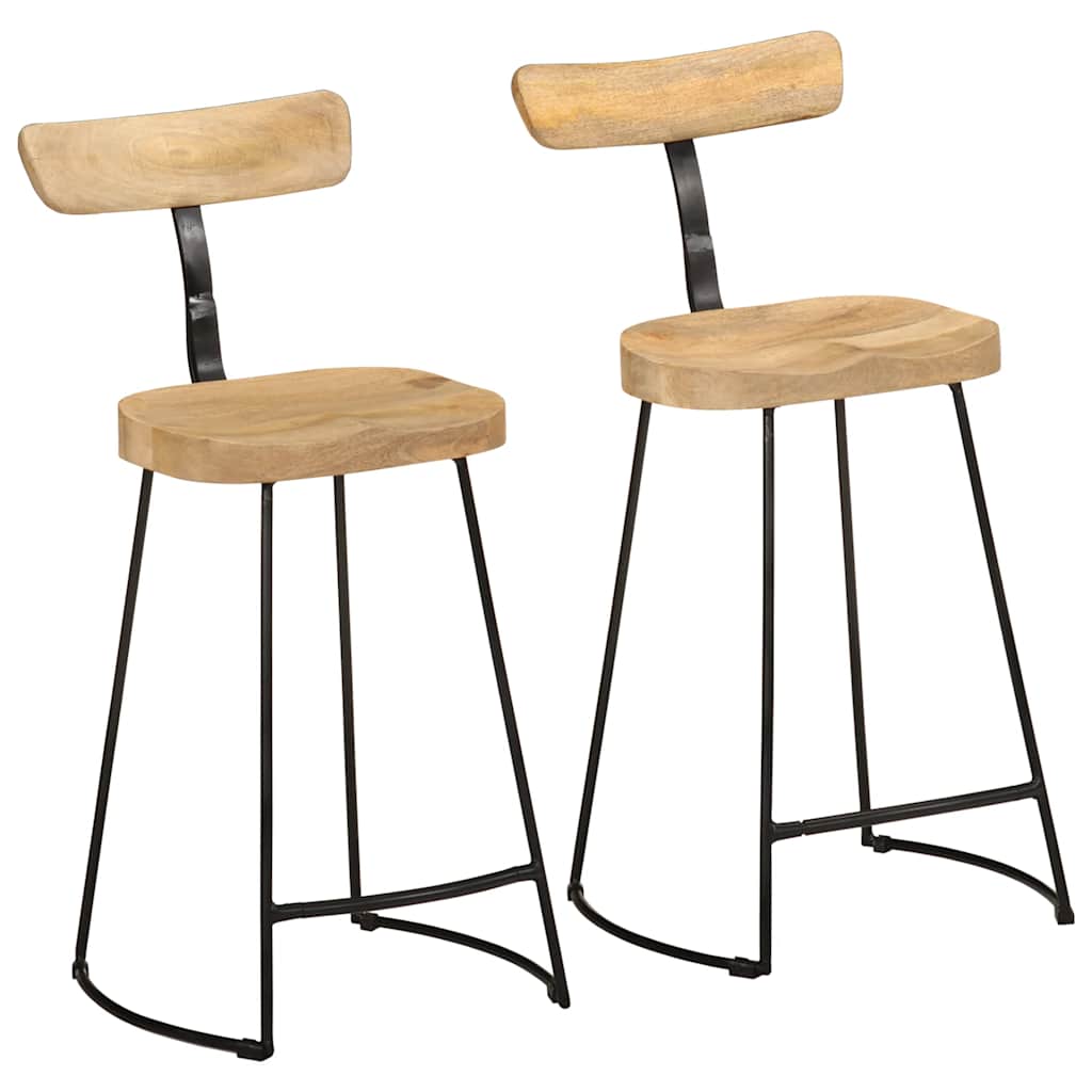 Barkrukken 2 st 49x43x88 cm massief mangohout is nu te koop bij PeponiXL, paradijselijk wonen!