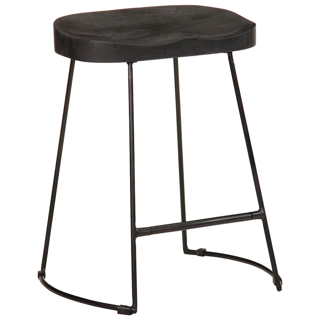 Barkrukken 2 st zwart 46x38x52 cm massief mangohout is nu te koop bij PeponiXL, paradijselijk wonen!