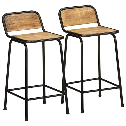 Barkrukken 2 st 46x35,5x80 cm massief hout ruw mango is nu te koop bij PeponiXL, paradijselijk wonen!