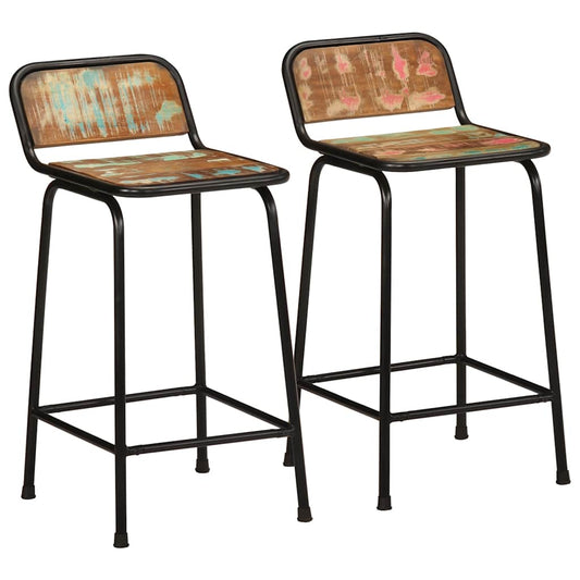 Barkrukken 2 st 46x35,5x80 cm massief gerecycled hout is nu te koop bij PeponiXL, paradijselijk wonen!