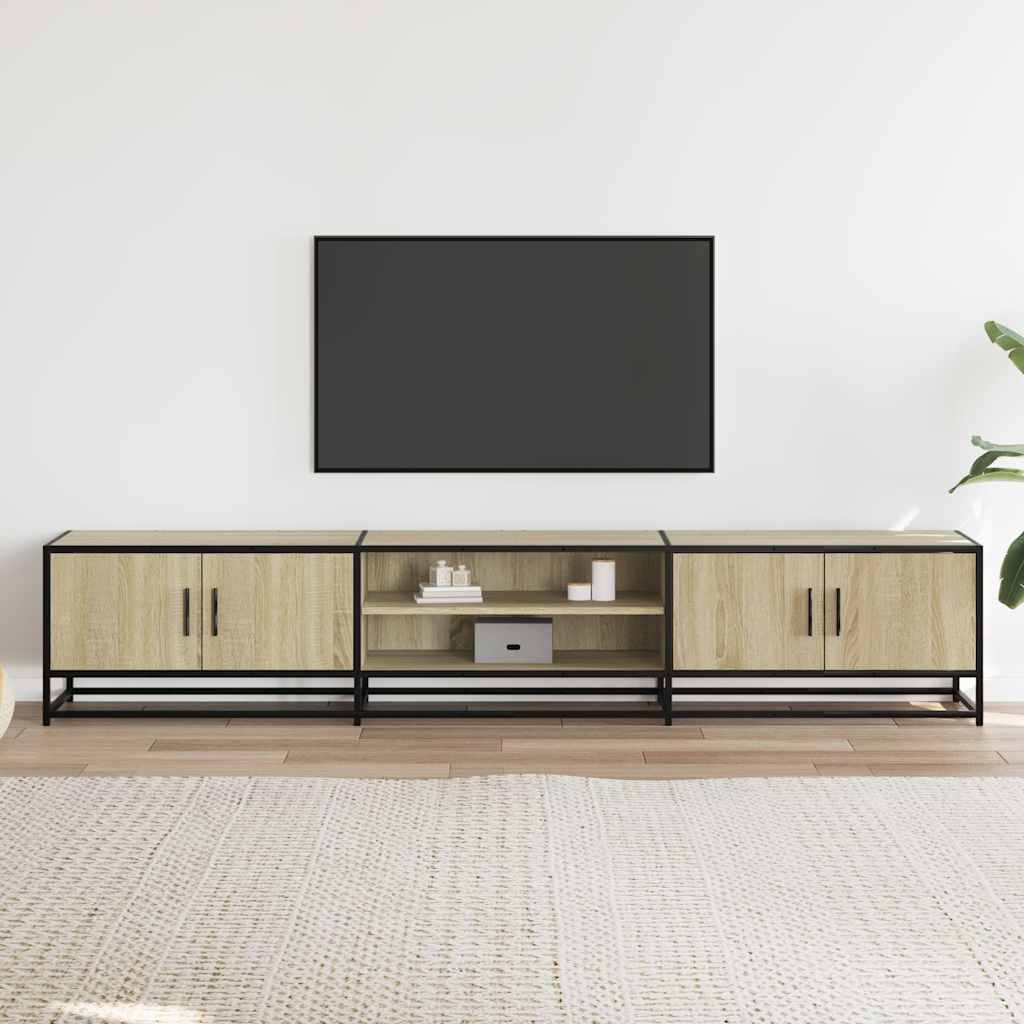 Tv-meubel 210x35x41 cm bewerkt hout sonoma eikenkleurig is nu te koop bij PeponiXL, paradijselijk wonen!