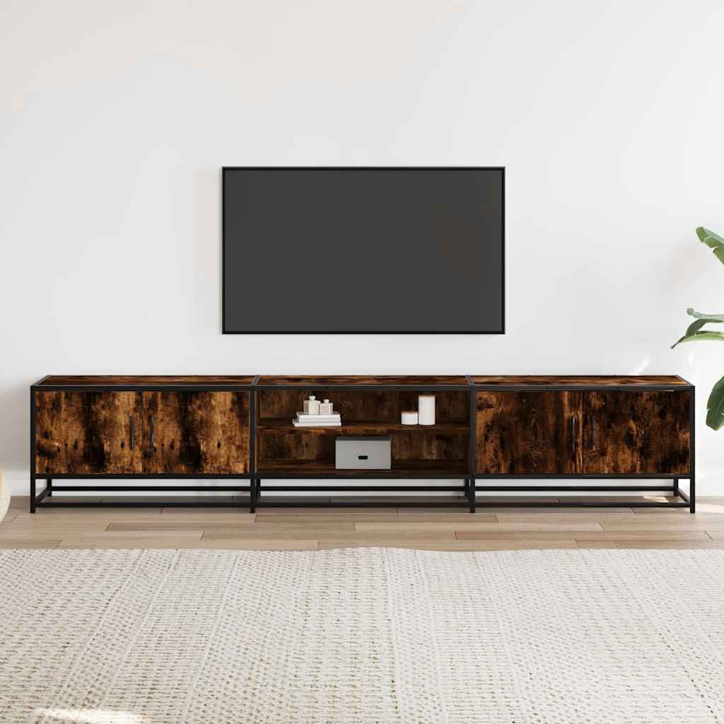 Tv-meubel 210x35x41 cm bewerkt hout gerookt eikenkleurig is nu te koop bij PeponiXL, paradijselijk wonen!