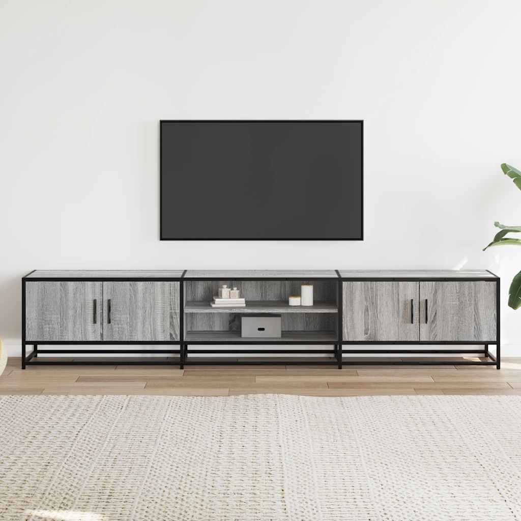 Tv-meubel 210x35x41 cm bewerkt hout grijs sonoma eikenkleurig is nu te koop bij PeponiXL, paradijselijk wonen!