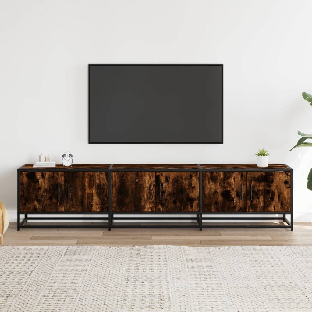 Tv-meubel 180x35x41 cm bewerkt hout gerookt eikenkleurig is nu te koop bij PeponiXL, paradijselijk wonen!