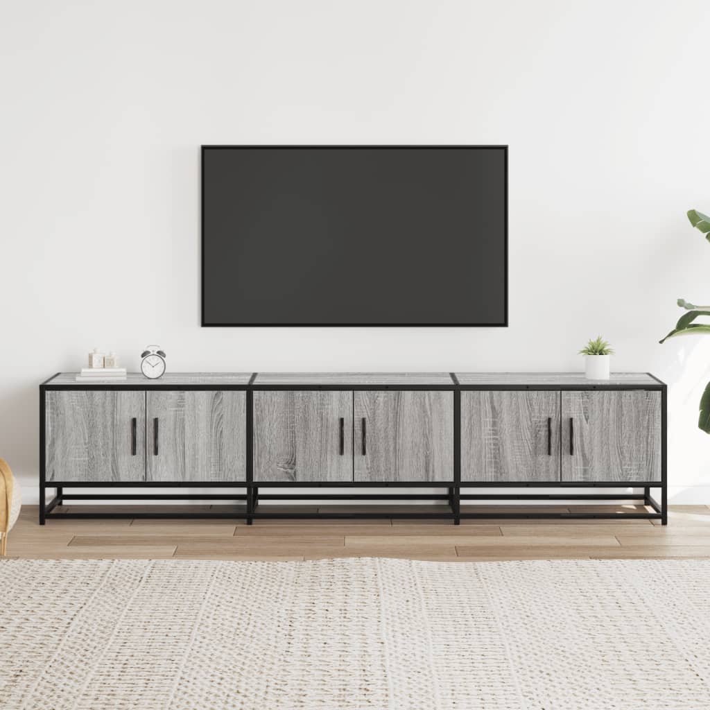 Tv-meubel 180x35x41 cm bewerkt hout grijs sonoma eikenkleurig is nu te koop bij PeponiXL, paradijselijk wonen!