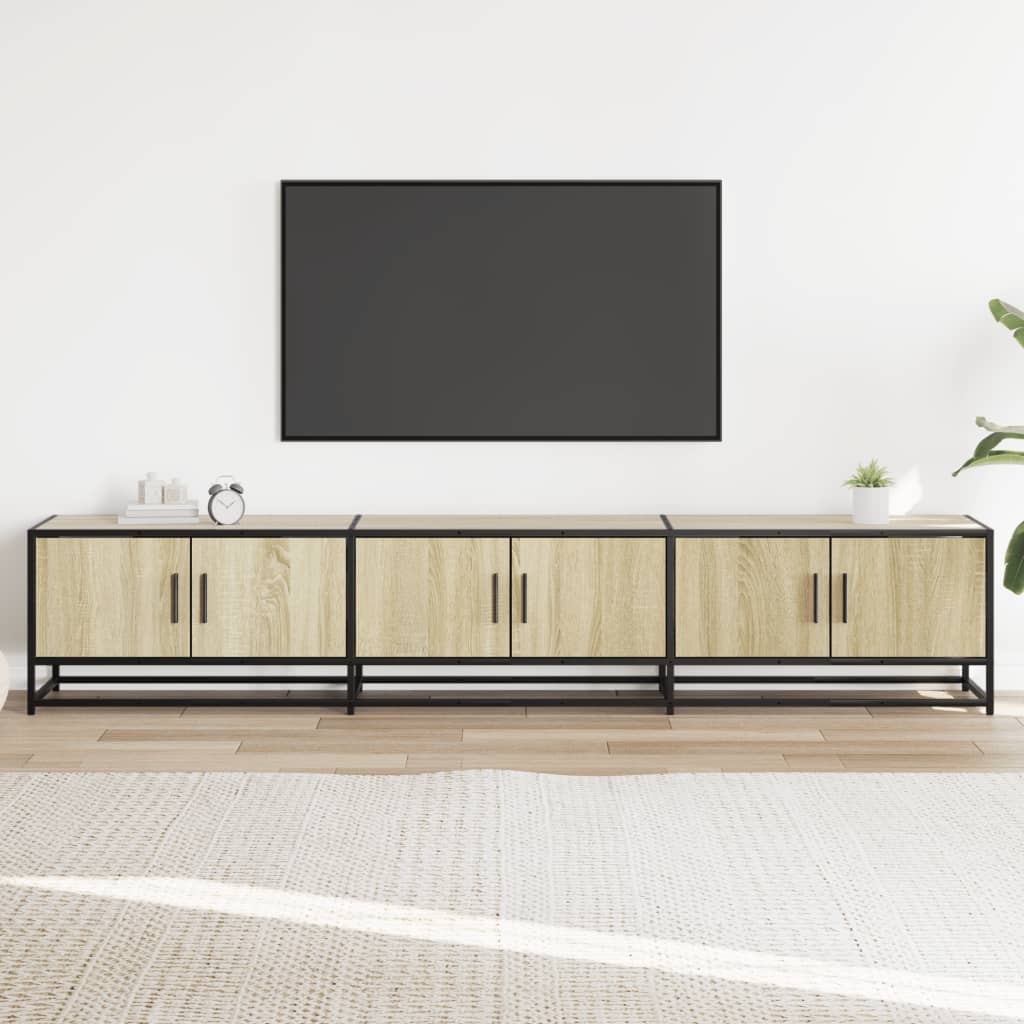 Tv-meubel 210x35x41 cm bewerkt hout sonoma eikenkleurig is nu te koop bij PeponiXL, paradijselijk wonen!