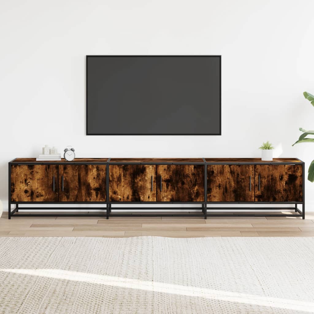 Tv-meubel 210x35x41 cm bewerkt hout gerookt eikenkleurig is nu te koop bij PeponiXL, paradijselijk wonen!