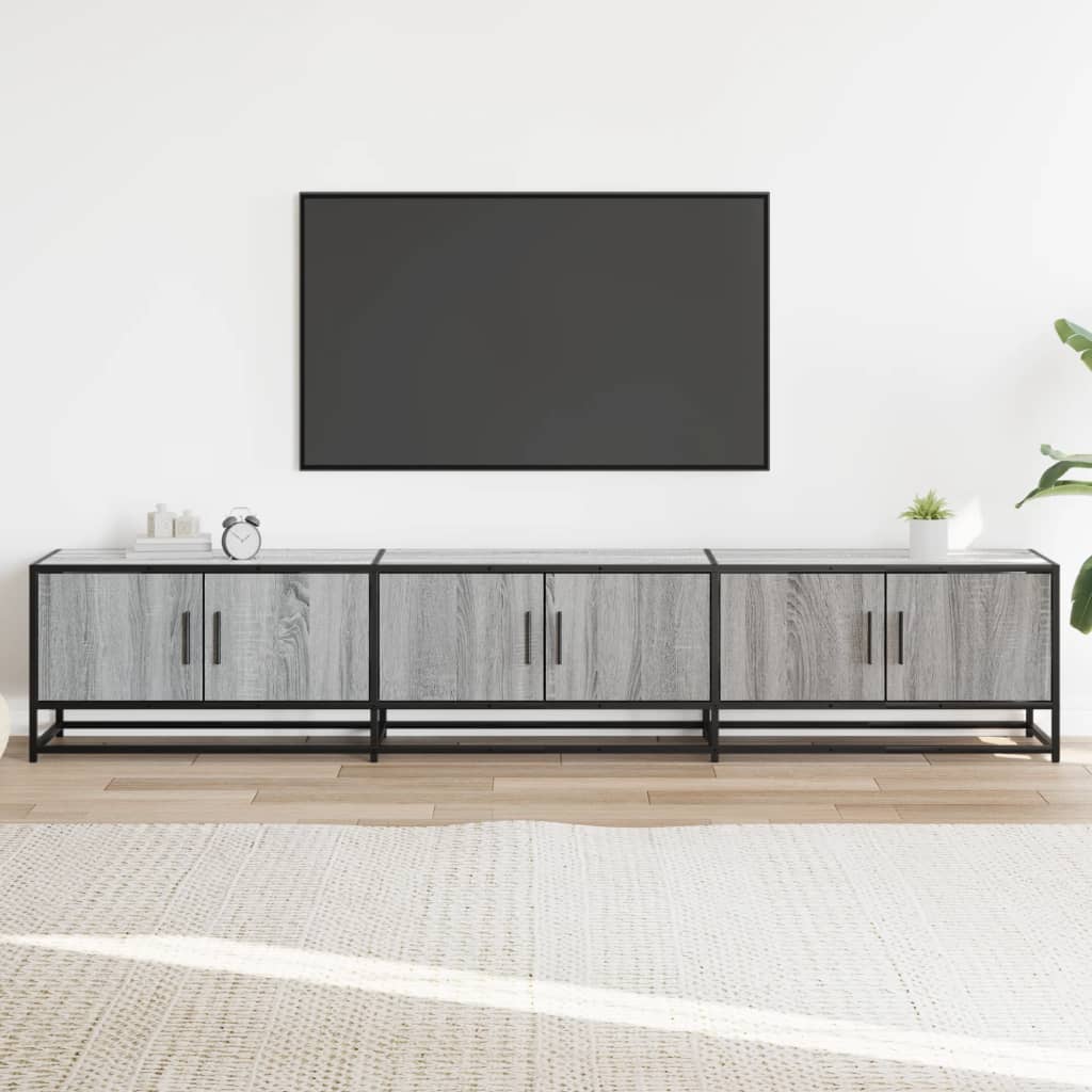 Tv-meubel 210x35x41 cm bewerkt hout grijs sonoma eikenkleurig is nu te koop bij PeponiXL, paradijselijk wonen!