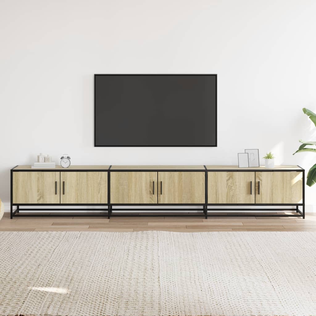 Tv-meubel 240x35x41 cm bewerkt hout sonoma eikenkleurig is nu te koop bij PeponiXL, paradijselijk wonen!