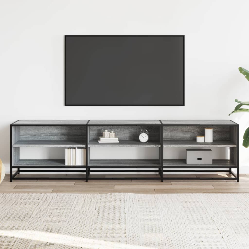 Tv-meubel 180x40x46 cm bewerkt hout grijs sonoma eikenkleurig is nu te koop bij PeponiXL, paradijselijk wonen!