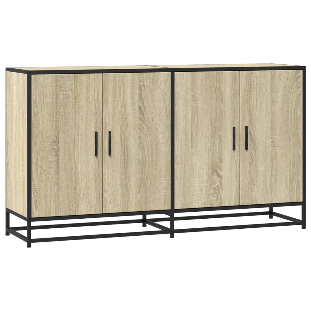Dressoir 134x35x76 cm bewerkt hout sonoma eikenkleurig is nu te koop bij PeponiXL, paradijselijk wonen!