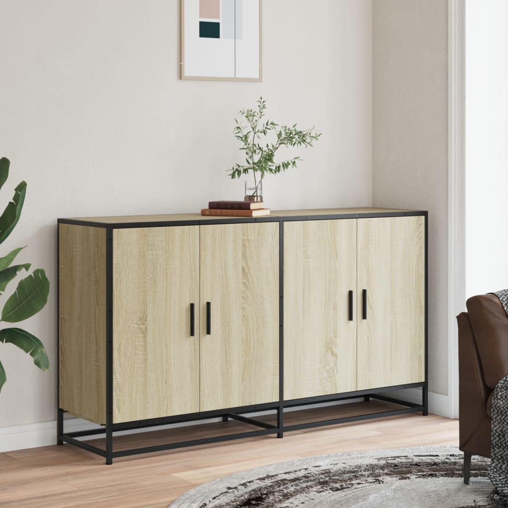 Dressoir 134x35x76 cm bewerkt hout sonoma eikenkleurig is nu te koop bij PeponiXL, paradijselijk wonen!