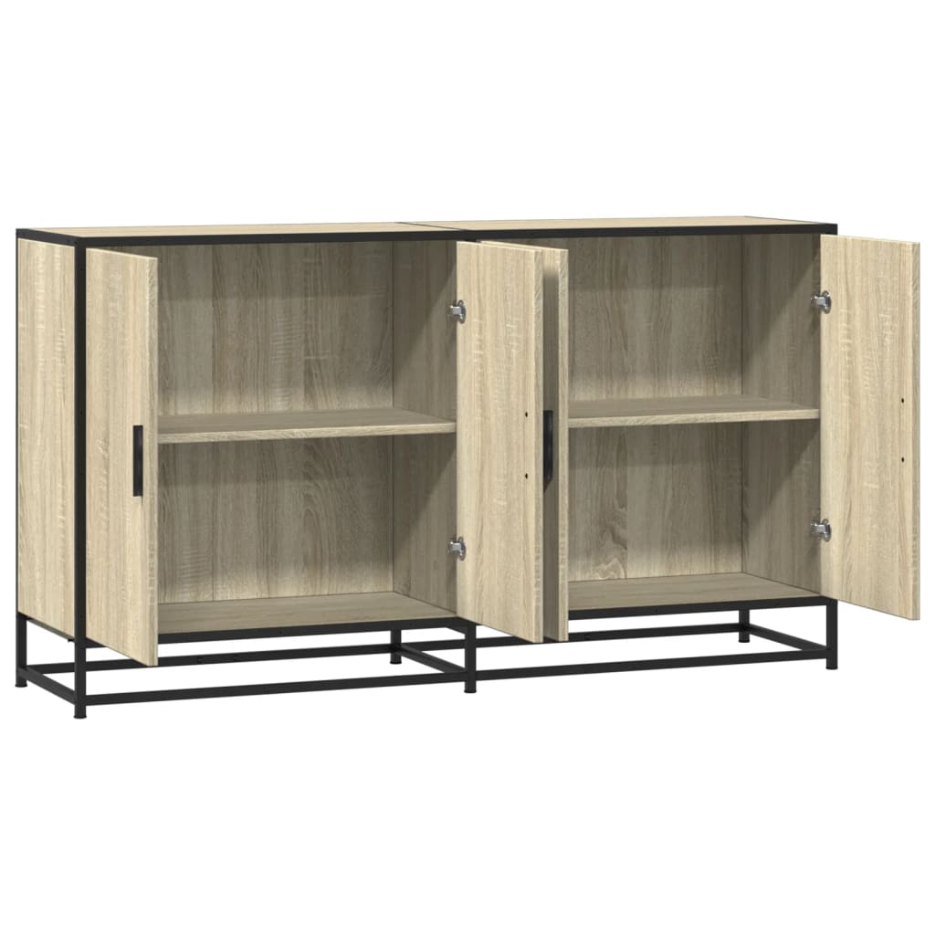 Dressoir 134x35x76 cm bewerkt hout sonoma eikenkleurig is nu te koop bij PeponiXL, paradijselijk wonen!