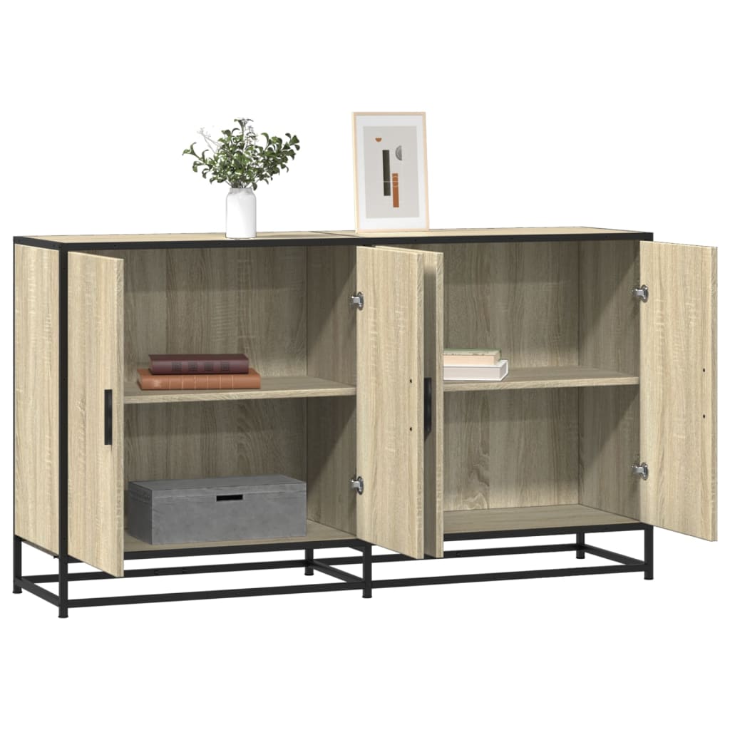 Dressoir 134x35x76 cm bewerkt hout sonoma eikenkleurig is nu te koop bij PeponiXL, paradijselijk wonen!