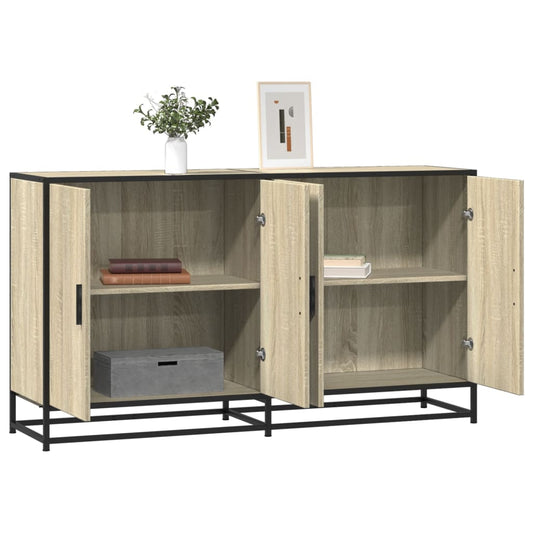 Dressoir 134x35x76 cm bewerkt hout sonoma eikenkleurig is nu te koop bij PeponiXL, paradijselijk wonen!