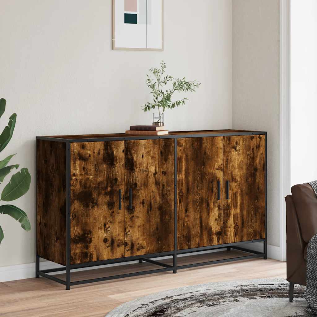 Dressoir 134x35x76 cm bewerkt hout gerookt eikenkleurig is nu te koop bij PeponiXL, paradijselijk wonen!