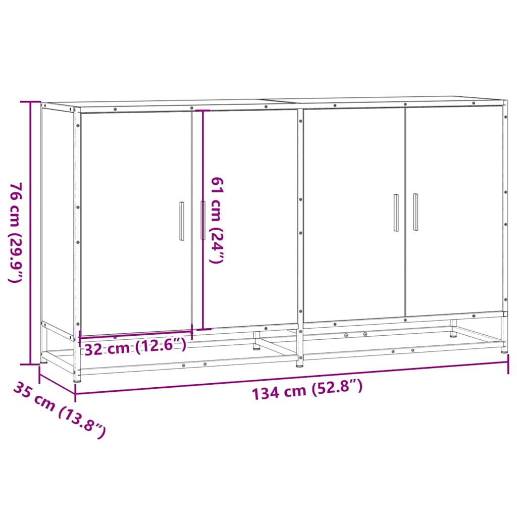Dressoir 134x35x76 cm bewerkt hout gerookt eikenkleurig is nu te koop bij PeponiXL, paradijselijk wonen!