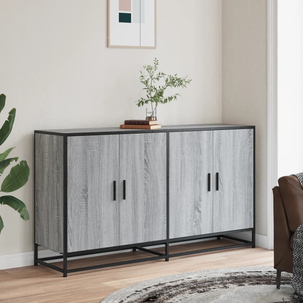 Dressoir 134x35x76 cm bewerkt hout grijs sonoma eikenkleurig is nu te koop bij PeponiXL, paradijselijk wonen!