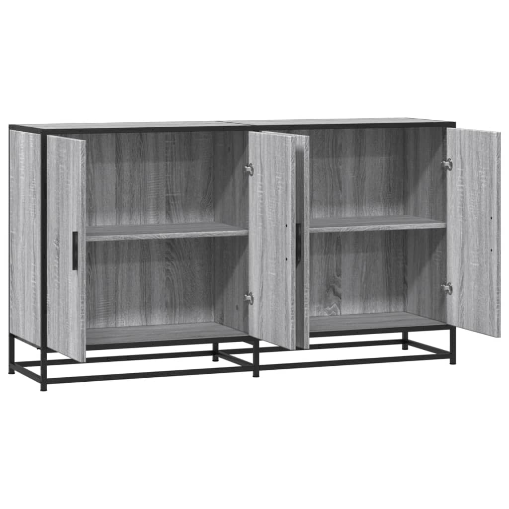 Dressoir 134x35x76 cm bewerkt hout grijs sonoma eikenkleurig is nu te koop bij PeponiXL, paradijselijk wonen!