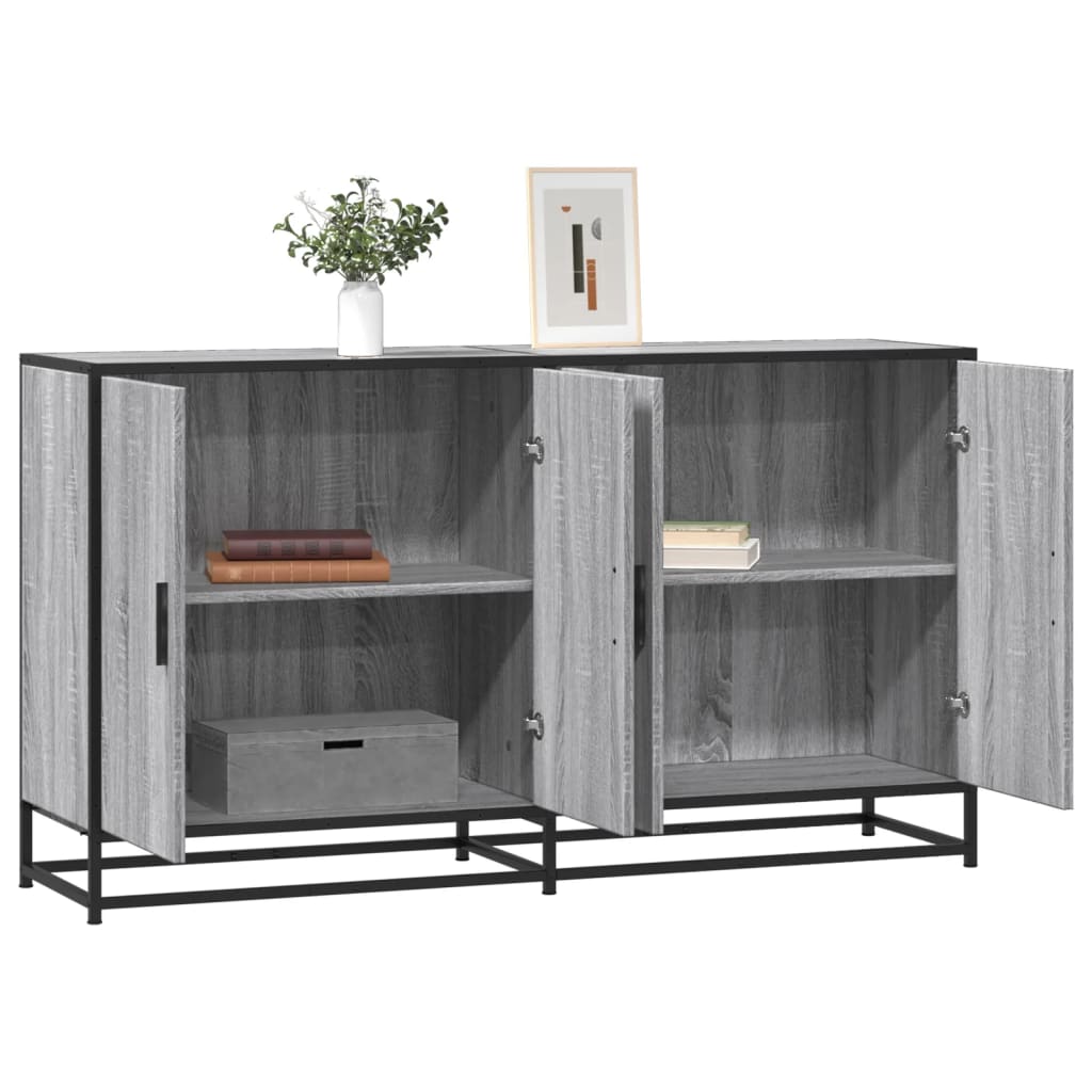 Dressoir 134x35x76 cm bewerkt hout grijs sonoma eikenkleurig is nu te koop bij PeponiXL, paradijselijk wonen!