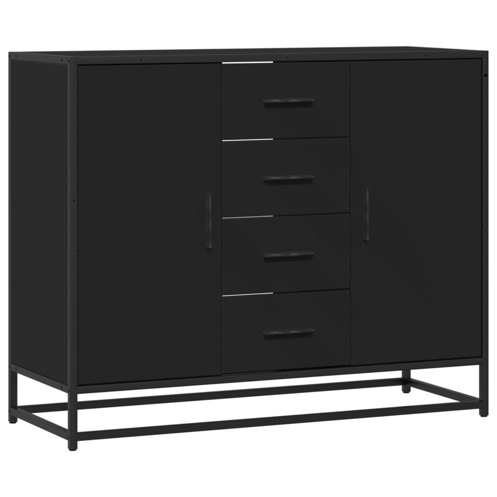 Dressoir 92x35x76 cm bewerkt hout zwart is nu te koop bij PeponiXL, paradijselijk wonen!
