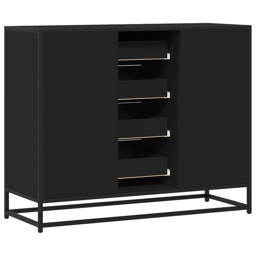 Dressoir 92x35x76 cm bewerkt hout zwart is nu te koop bij PeponiXL, paradijselijk wonen!