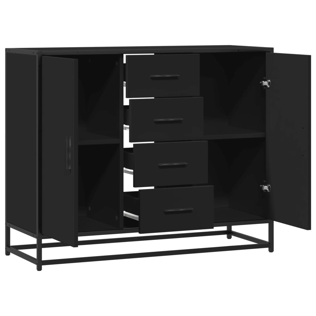 Dressoir 92x35x76 cm bewerkt hout zwart is nu te koop bij PeponiXL, paradijselijk wonen!