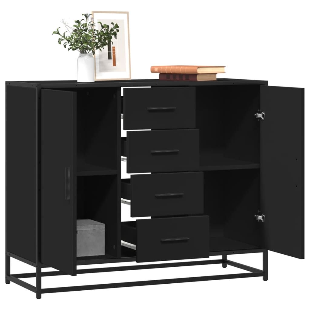Dressoir 92x35x76 cm bewerkt hout zwart is nu te koop bij PeponiXL, paradijselijk wonen!