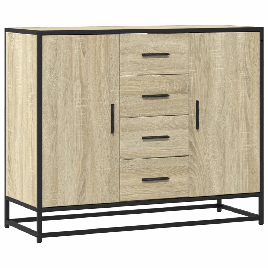 Dressoir 92x35x76 cm bewerkt hout sonoma eikenkleurig is nu te koop bij PeponiXL, paradijselijk wonen!