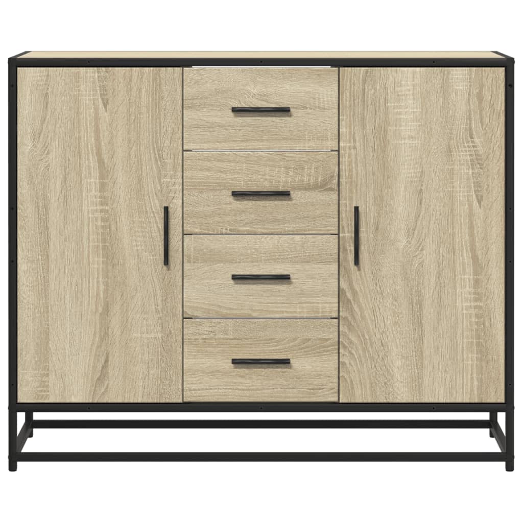Dressoir 92x35x76 cm bewerkt hout sonoma eikenkleurig is nu te koop bij PeponiXL, paradijselijk wonen!
