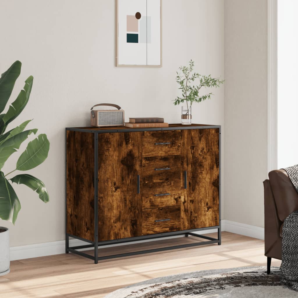 Dressoir 92x35x76 cm bewerkt hout gerookt eikenkleurig is nu te koop bij PeponiXL, paradijselijk wonen!