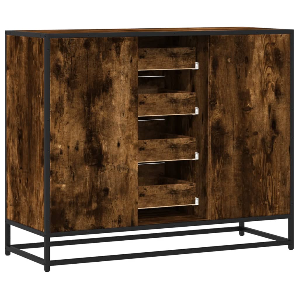 Dressoir 92x35x76 cm bewerkt hout gerookt eikenkleurig is nu te koop bij PeponiXL, paradijselijk wonen!