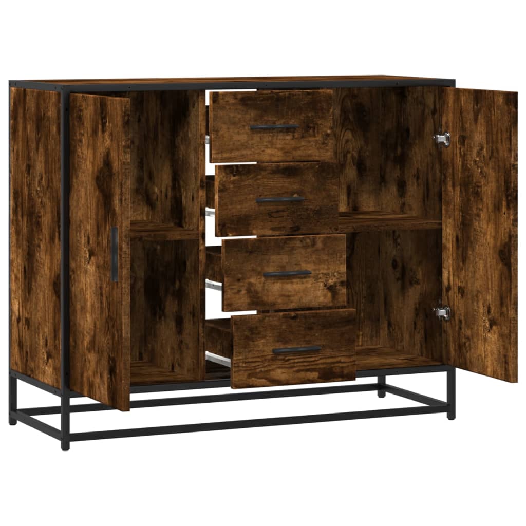 Dressoir 92x35x76 cm bewerkt hout gerookt eikenkleurig is nu te koop bij PeponiXL, paradijselijk wonen!