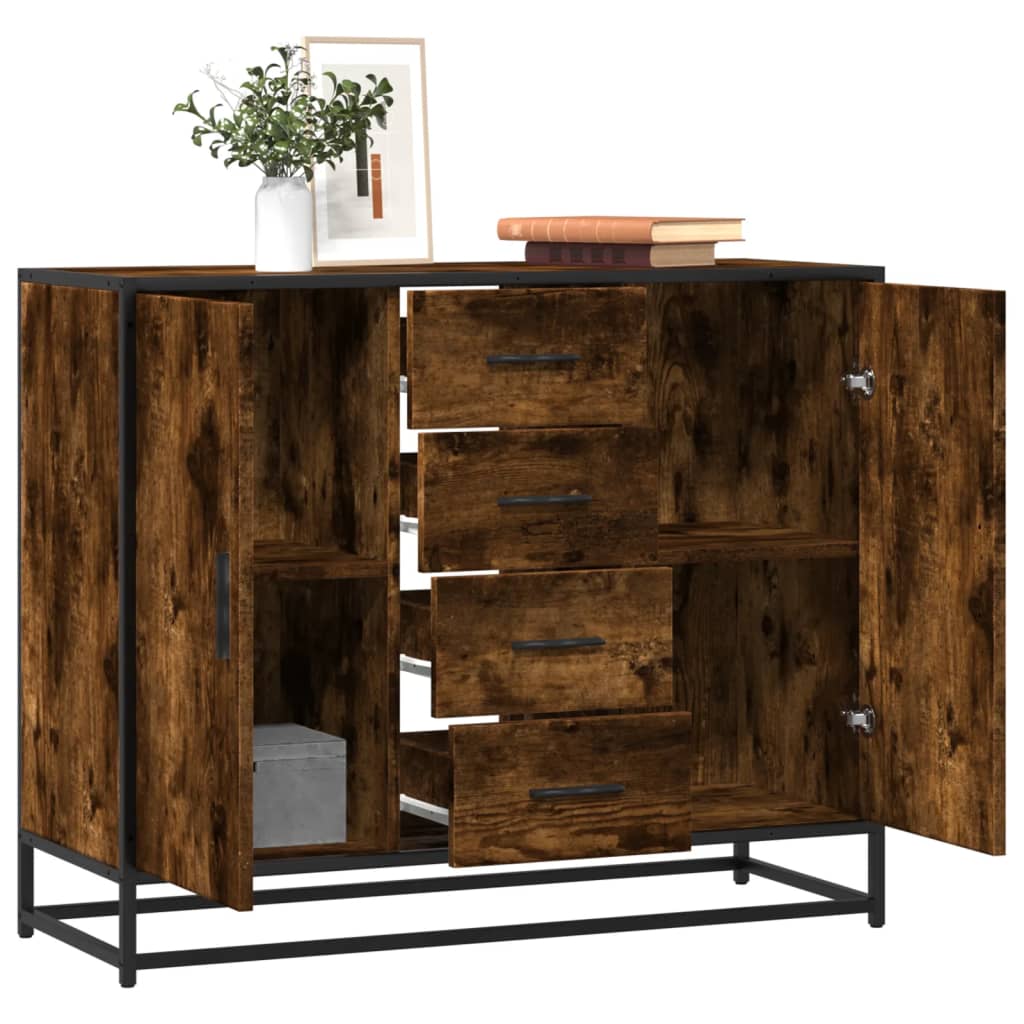 Dressoir 92x35x76 cm bewerkt hout gerookt eikenkleurig is nu te koop bij PeponiXL, paradijselijk wonen!
