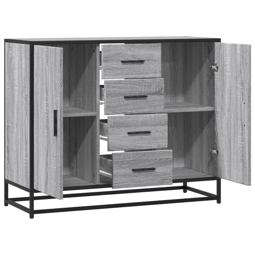 Dressoir 92x35x76 cm bewerkt hout grijs sonoma eikenkleurig is nu te koop bij PeponiXL, paradijselijk wonen!