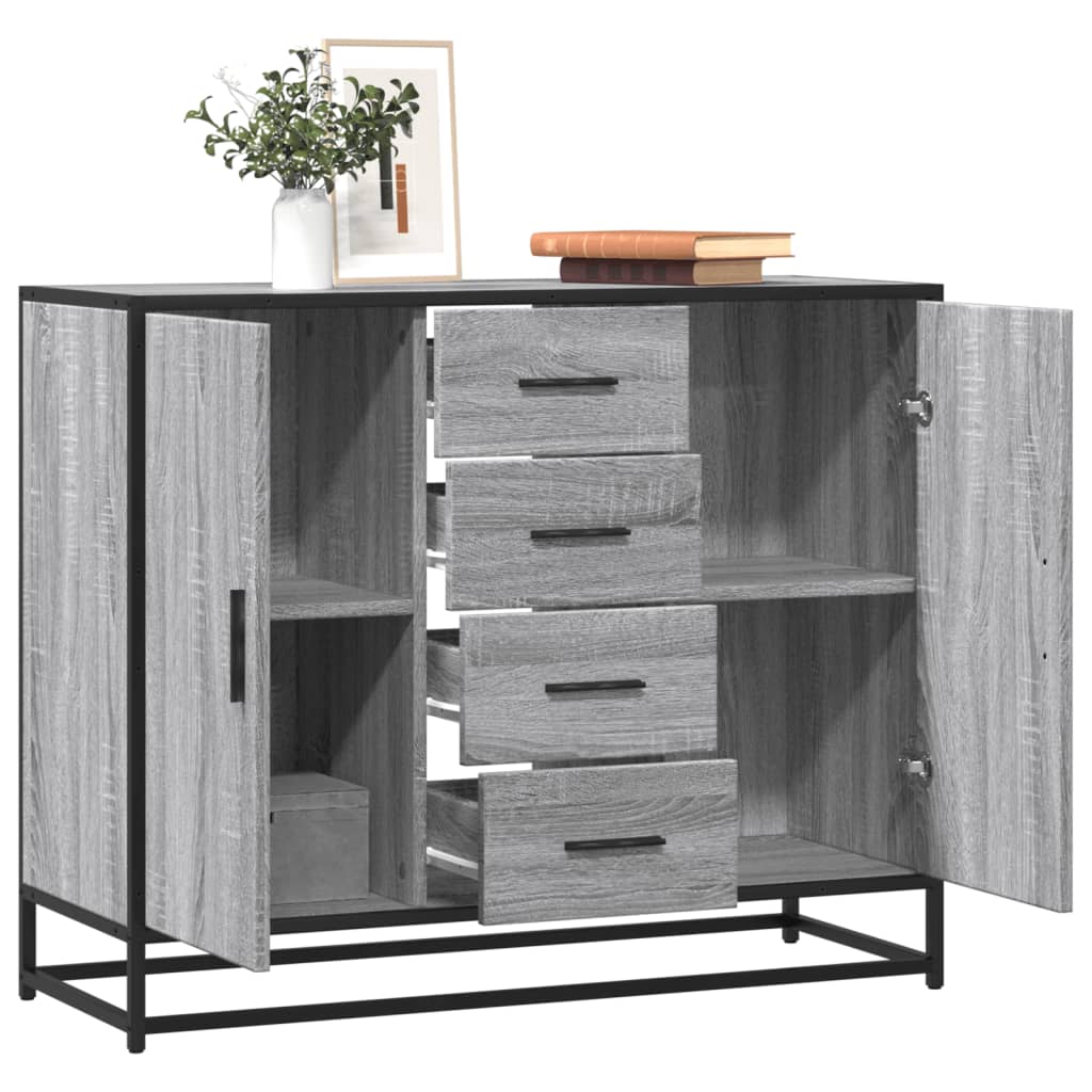 Dressoir 92x35x76 cm bewerkt hout grijs sonoma eikenkleurig is nu te koop bij PeponiXL, paradijselijk wonen!